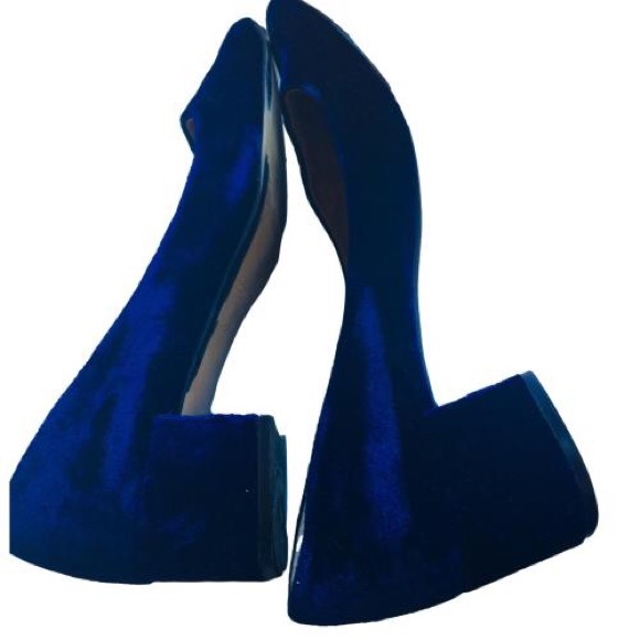 🌷Zara Midnight Blue Velvet Chunky Heel Pump 39🌷 - Picture 5 of 13